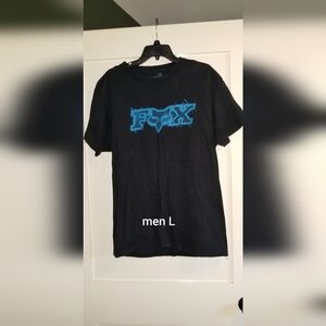 Fox Men's Black Tee with Blue Logo